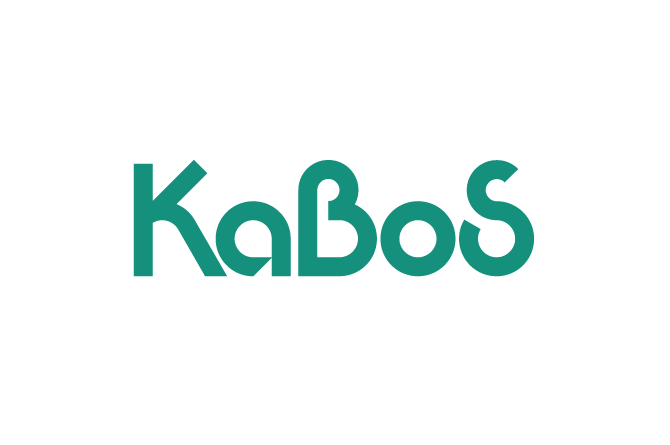 KaBoSのロゴデザイン特徴はK、B、Sが大文字で、a,oが小文字。色は指定のブルーグリーン。